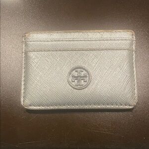 Tory Burch Metallic Silver Card Holder